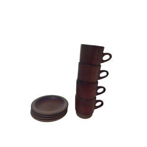 COPY - Heath Sausalito Retired Redwood Stackable Mug Set and Saucers Set of 4